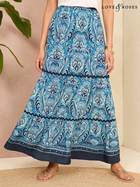Love & Roses Tiered Trim Detail Maxi Skirt (783847) | 161 LEI