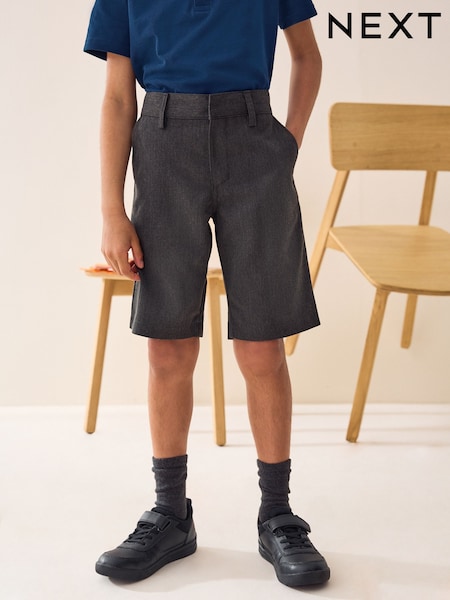 Grey Regular Waist Flat Front School Shorts (3-14yrs) (784015) | € 7 - € 14