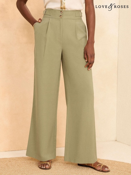Verde Tab - Pantaloni croiți premium cu picioare largi <span translate="no">Love & Roses</span> (784131) | 161 LEI