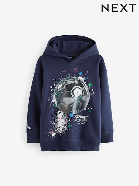 Navy Football Drippy Smile Graphic Hoodie (3-16yrs) (784351) | €21 - €26