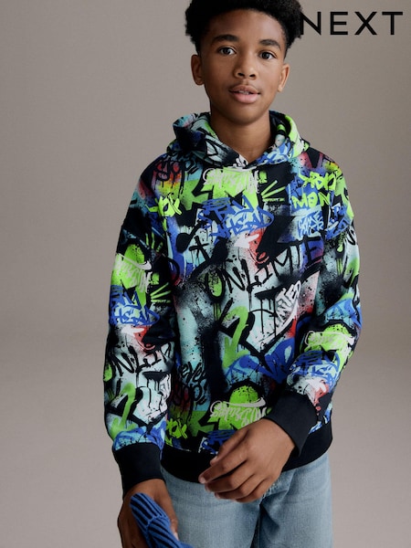 Multi 100% Cotton Graffiti Print Hoodie (3-16yrs) (784391) | AED74 - AED92