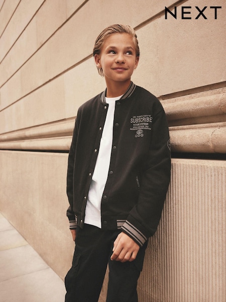 Black Subscribe Varsity Bomber Jacket (3-16yrs) (784411) | AED132 - AED173