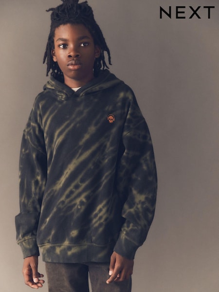 Dark Green Grunge Tie Dye 100% Cotton Hoodie (3-16yrs) (784463) | €10 - €12
