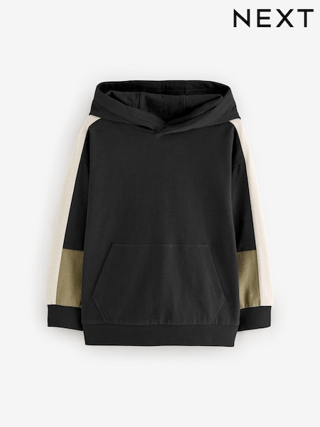 Black Midweight Colourblock 100% Cotton Hoodie (3-16yrs) (784596) | €9 - €12.50