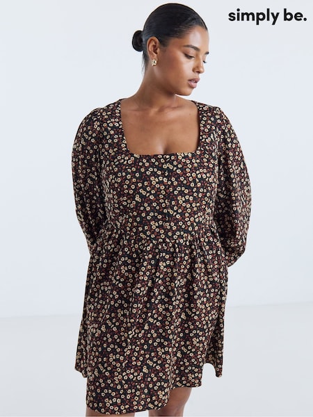 Brown - Simply Be Historic Detail Skater Dress