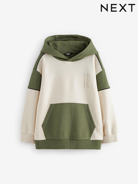 Kaki/krem - Midweight Colourblock Hoodie (3-16yrs) (784732) | € 14 - € 19