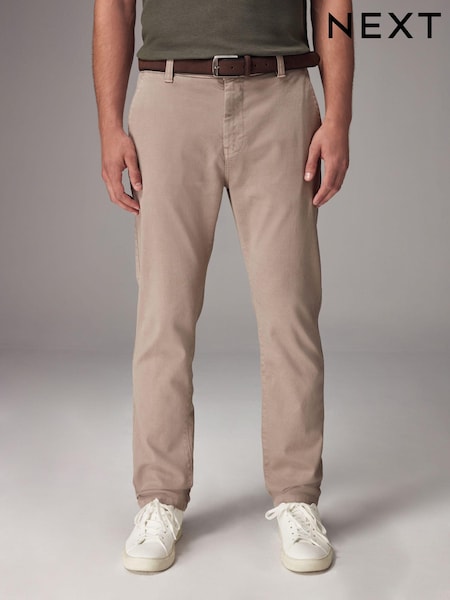 Stone Slim Fit Belted Soft Touch Textured Trousers (785149) | AED76