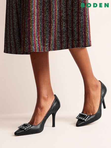 Boden Black Jewelled Heeled Court Shoes (785668) | €64