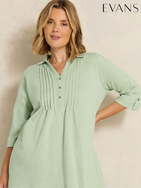 Green - Evans Pintuck Henley Top
