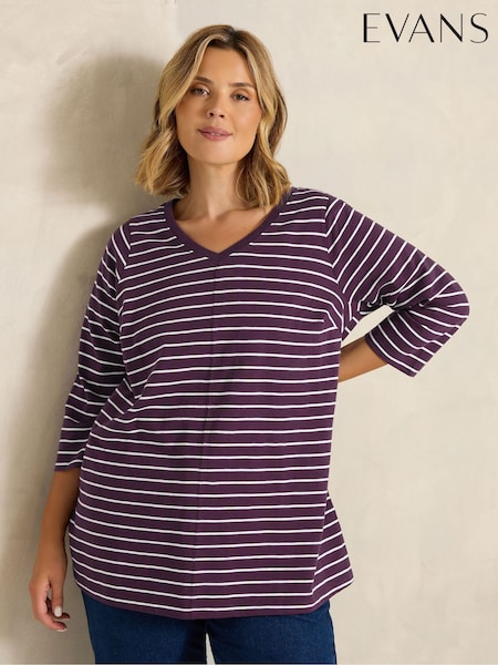 Red - Evans Stripe Cotton T-shirt