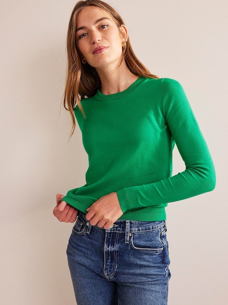 Boden Green Crew Neck Catriona Cotton Jumper (787293) | AED174
