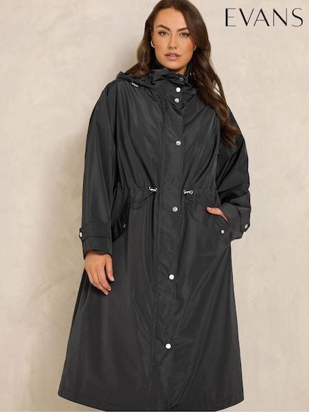 Black - Evans Longline Raincoat
