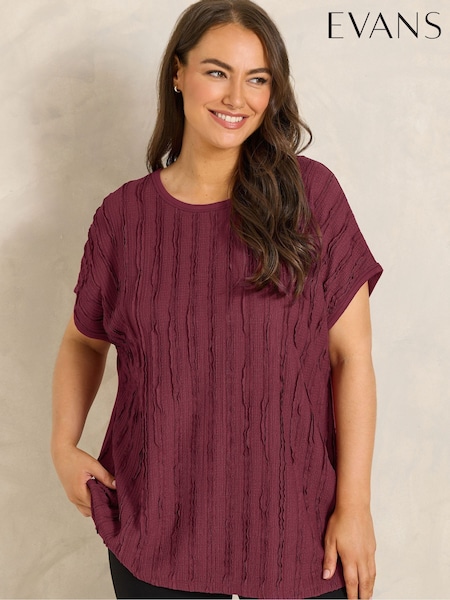 Röd - Evans Textured Front Jersey Back Top