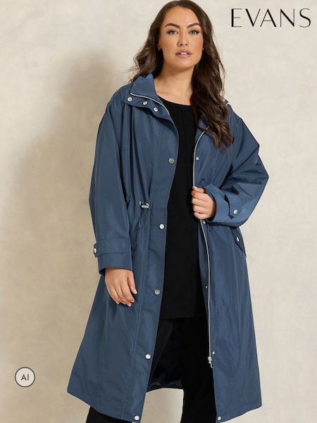 Blue - Evans Longline Raincoat