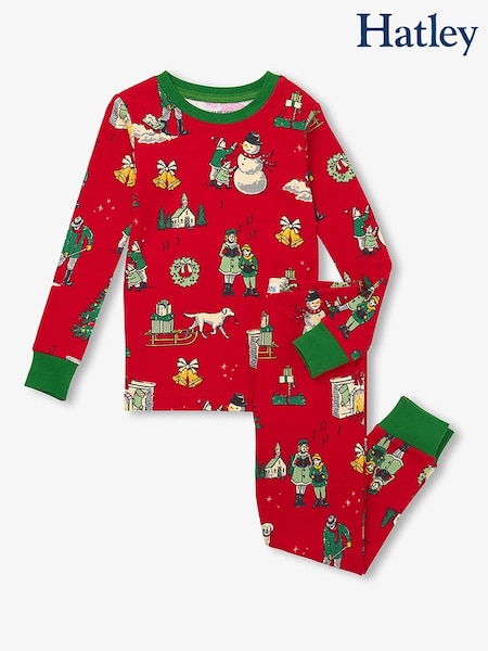Red - Hatley Vintage Christmas Kids Pyjamas Set