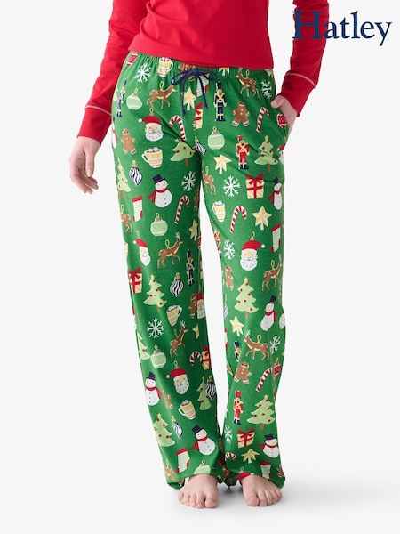 Green - Hatley Paper Cut Christmas Pyjama Bottom
