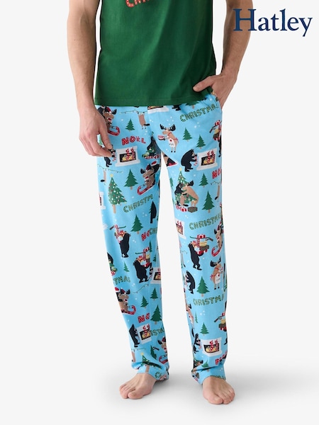 Μπλε - Regular Hatley Wild About Christmas Pyjamas Bottoms