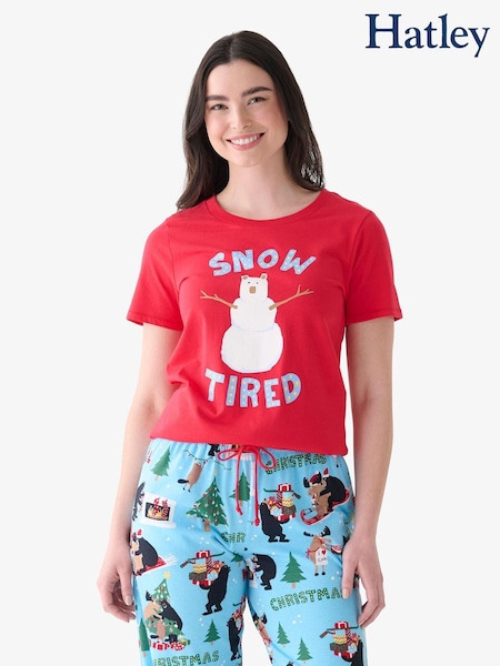 أحمر - Hatley Snow Tired Chirstmas T-shirt