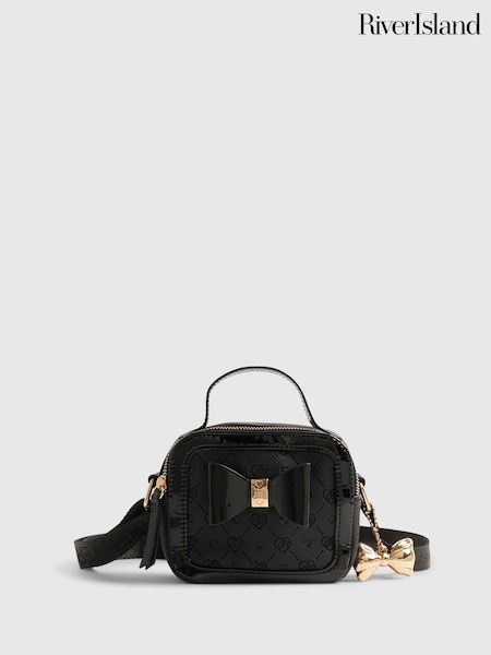 黑色 - River Island Bow Boxy Cross-body Bag