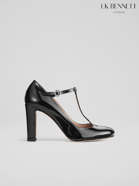 LK Bennett Black Patent Leather Annalise T-Bar Shoes (788323) | R$ 3,250