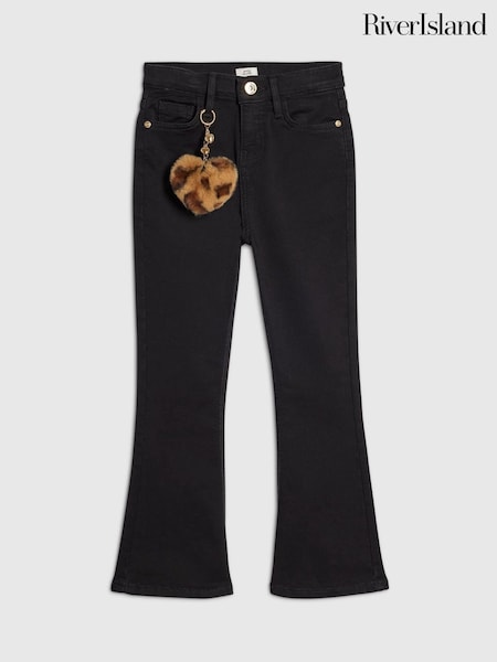 Black - River Island Flared Jeans With Keychain