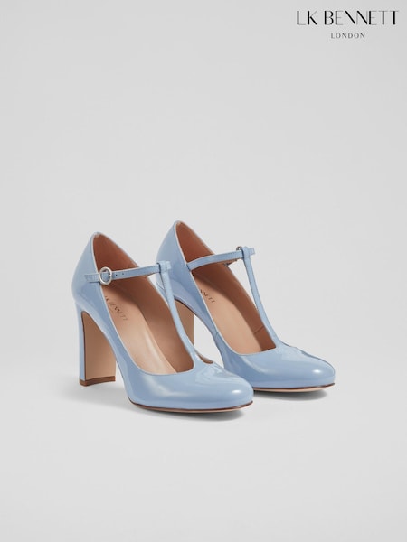 Blau - LK Bennett Patent Leather Annalise T-Bar Shoes (788427) | 252 €