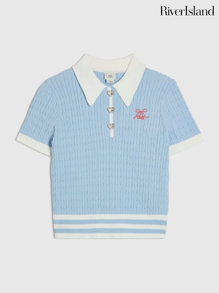 Blue - River Island Tipped Polo Top
