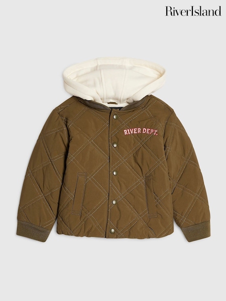 Žalia - River Island dygsniuota bomber striukė su gobtuvu