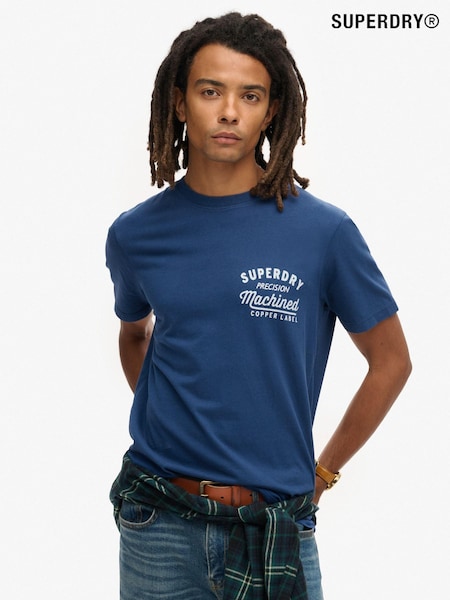 Azul medio - Superdry Copper Label Chest 100% Cotton Graphic T-Shirt (789315) | 43 €