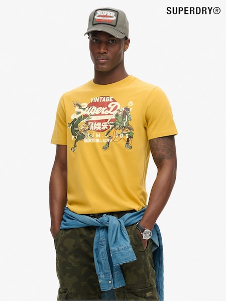 Superdry Oil Yellow 100% Cotton Tokyo Graphic T-Shirt (789656) | €37