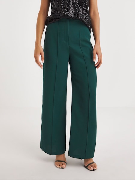 JD Williams Green Petrol Magisculpt Satin Back Wide Leg Trousers (789713) | €14