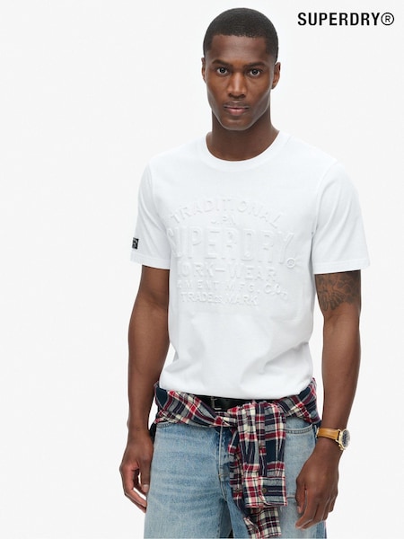Superdry Winter White 100% Cotton Embossed Logo Graphic T-Shirt (789749) | €43