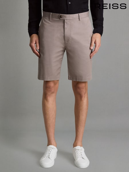 Marrón seta - Reiss Wicket Cotton Chino Shorts with Stretch (789855) | 95 €