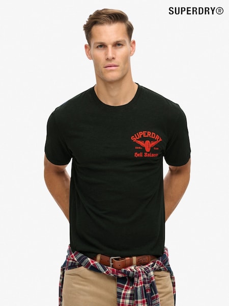 Superdry Black 100% Cotton Lo-Fi Biker Graphic Loose T-Shirt (789940) | €45