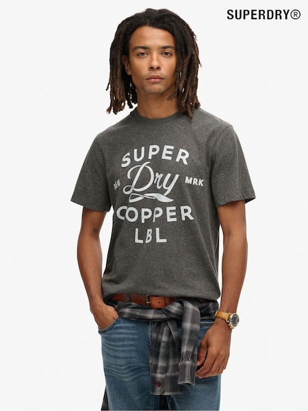 Superdry Gravel Grey 100% Cotton Copper Label Workwear T-Shirt (789945) | €45