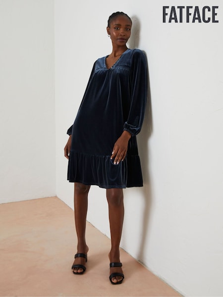 FatFace Blue Poplar Velvet Swing Dress (790100) | €54