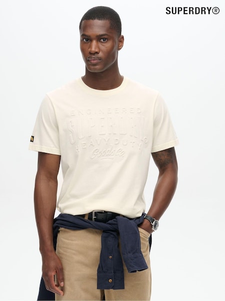 Superdry Rice White 100% Cotton Embossed Logo Graphic T-Shirt (790181) | R$ 295