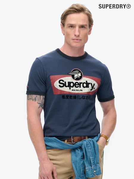 Superdry Richest Navy Ringer Workwear Graphic T-Shirt (790246) | €46