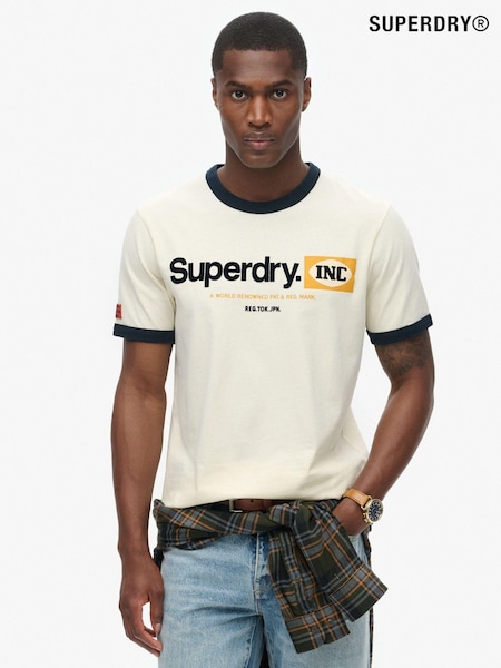 Crema vintage - Superdry Ringer Workwear Graphic T-Shirt (790306) | 43 €