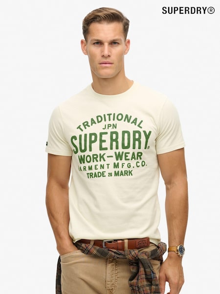 Superdry Cream Machined Goods Workwear T-Shirt (790361) | €37