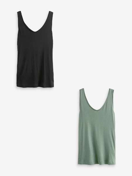 Black/Khaki Green Slouch Vests 2 Pack (790379) | €15