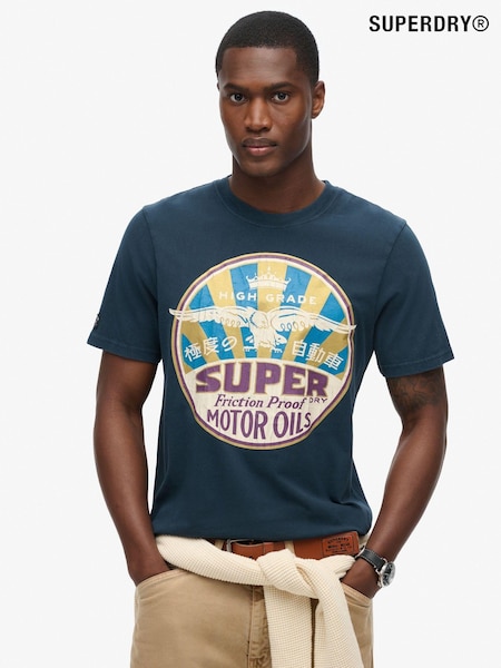 Superdry Eclipse Navy 100% Cotton Gasoline Workwear T-Shirt (790517) | €46