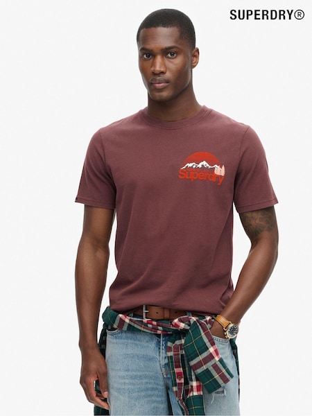 Superdry Brown Great Outdoor Back Graphic 100% Cotton T-Shirt (790568) | R$ 295