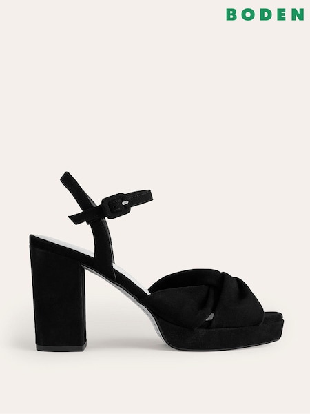 Boden Black Twist-Front Heeled Platforms Sandals (790632) | €72