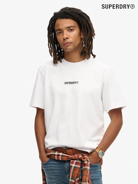 Superdry White Micro Logo Graphic Loose 100% Cotton T-Shirt (790637) | € 45
