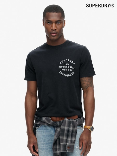 Superdry Black Copper Label Chest 100% Cotton Graphic T-Shirt (790680) | € 45