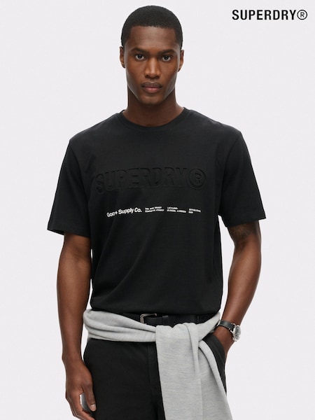 Superdry Black Loose Fit Utility Sport Logo 100% Cotton T-Shirt (790714) | 148 QAR