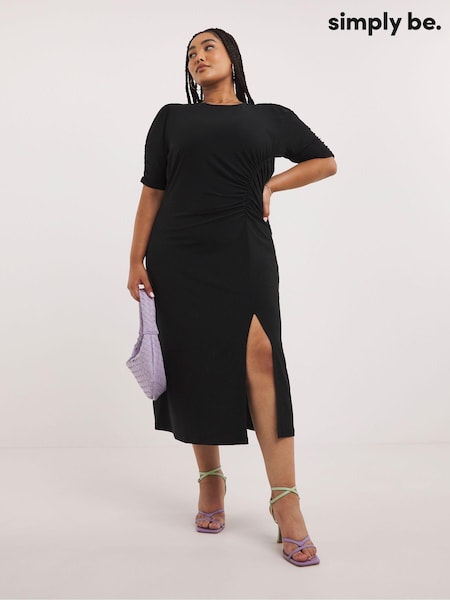Simply Be Black Ruched Midi Dress (790728) | €10.50
