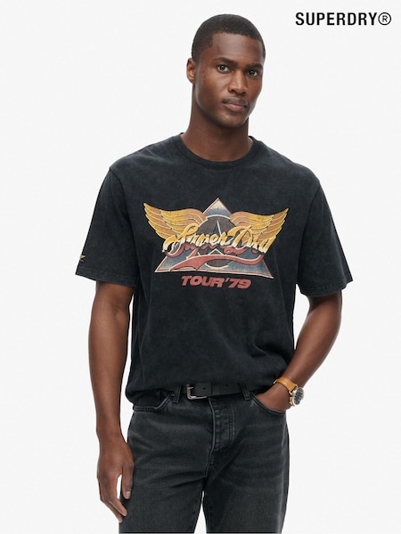 Črna - Superdry 100% Cotton 70s Rock Graphic Band T-Shirt (790735) | € 43