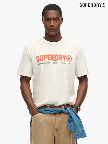 Superdry Nordic Bone Grey Loose Fit Utility Sport Logo 100% Cotton T-Shirt (790784) | R$ 295